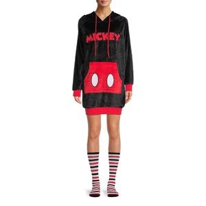 Women’s Disney Mickey Mouse Hoodie Lightweight Plush Fleece Pullover & Socks